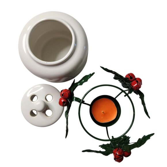 Vintage Dept 56 VTG Holly Bell Simmer Potpourri POT Stand with Jingle Bells - Picture 4 of 10